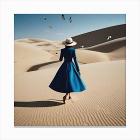Blue Dress In The Desert 1 Canvas Print