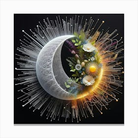 Moon And Flowers 8 Canvas Print