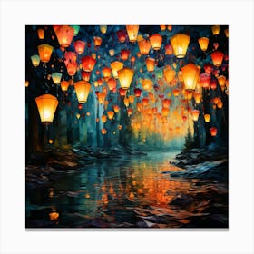 Paper Lanterns In The Sky 2 Canvas Print