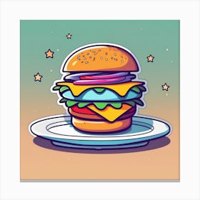 Hamburger On A Plate 152 Canvas Print