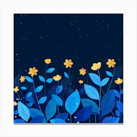 Night Sky With Flowers Canvas Print