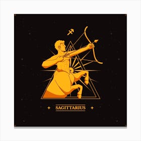 Sagittarius,Sagittarius Spirit: Hand-Drawn Logo with Centaur Canvas Print