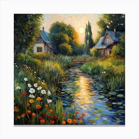 Impressionist Whispers: Van Gogh's Riverside Canvas Print