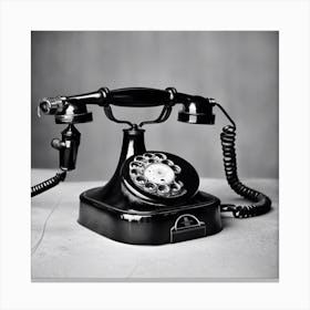 Black And White Telephone Canvas Print