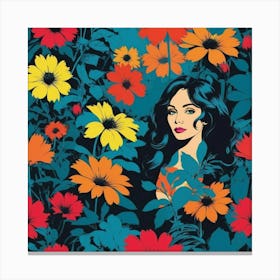 Girl In Flowers Canvas Print