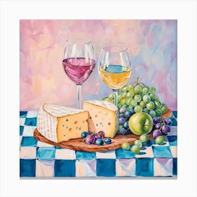 Cheese & Wine Checkerboard 1 Canvas Print