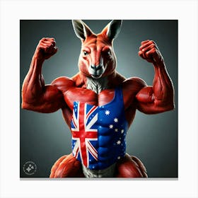 A Muscular Red Kangaroo With Raised Fists Canvas Print