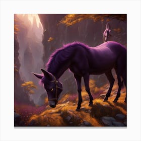 Donkey In The Forest Canvas Print