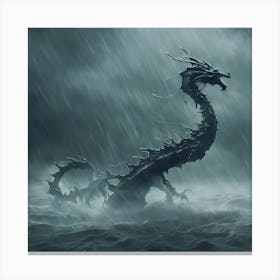 Leviathan Rising 3/4 (sea monster snake dragon mist fog mystic fantasy storm sinbad greek roman Cetus Echidna Hydra Scylla Jörmungandr) Canvas Print