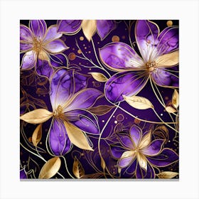 Purple And Gold Floral Pattern Canvas Print