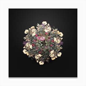 Vintage Mossy Pompon Rose Flower Wreath on Wrought Iron Black n.2489 Canvas Print