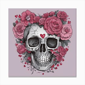 Skull With Roses 1 Canvas Print