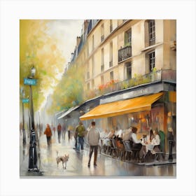 Paris Cafe.Cafe in Paris. spring season. Passersby. The beauty of the place. Oil colors.9 Canvas Print
