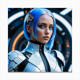 Futuristic Girl With Blue Hair 1 Canvas Print