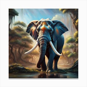 Elephant In The Jungle Canvas Print