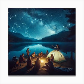 Camping Under the Zodiac with your friends 4 Canvas Print