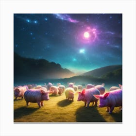 Pigs In The Night Sky Canvas Print