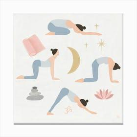 Yoga Poses Pastel Colors Canvas Print