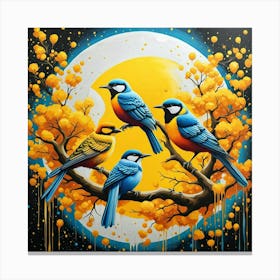 Bluebirds At The Moon Canvas Print