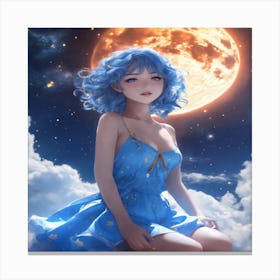 Blue Haired Girl Canvas Print