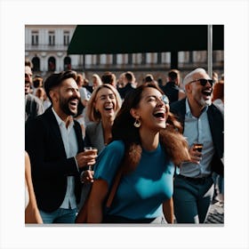 Group Of Friends At A Party Canvas Print