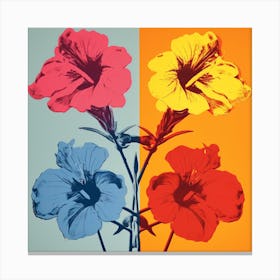 Andy Warhol Style Pop Art Flowers Florals 4 Square Stampe su tela