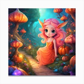 Little Girl In The Pumpkin Patch Canvas Print