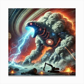 A Sci Fi Depiction Of Brontus, The Cloud Colossus, Static Roar Canvas Print