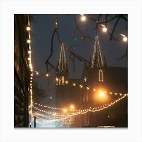 Christmas Lights On A Street Canvas Print