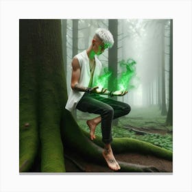 Young Man In The Forest Canvas Print