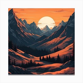 Sunset In The Mountains Canvas Print