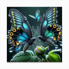 Butterflies On A Flower 1 Canvas Print