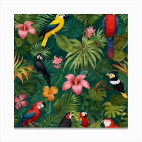 Tropical Parrots Canvas Print