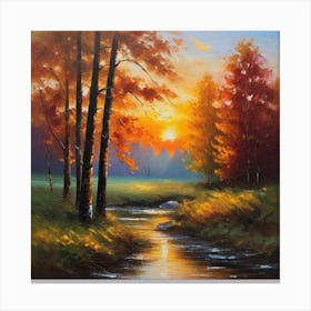 Sunset By The Stream 2 Canvas Print