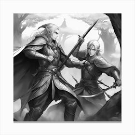 Two Knights In The Forest Canvas Print