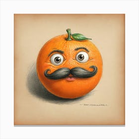 Orange With Mustache 15 Canvas Print