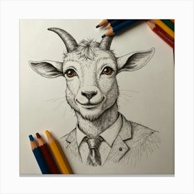 Goat In A Suit Canvas Print