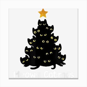 Meowy Catmas Cat Christmas Tree Xmas Girls Boys Funny 1 Canvas Print