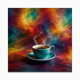 Coffee Cup On Colorful Background 1 Canvas Print