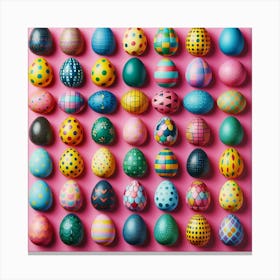 Eggs On Pink Background Canvas Print