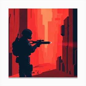 Soldier In The City Canvas Print