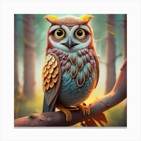 Owl In The Forest Canvas Print