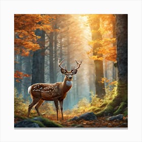 Deer In The Forest 128 Canvas Print