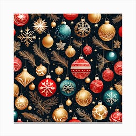 Christmas Ornaments Seamless Pattern 2 Canvas Print