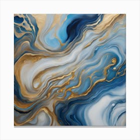 Blue And Gold Abstract Painting Canvas Print