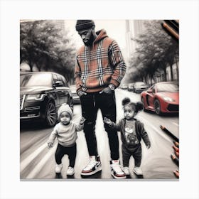 Family In The City Canvas Print