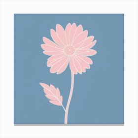 A White And Pink Flower In Minimalist Style Square Composition 38 Canvas Print