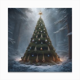Christmas Tree In The Forest 21 Canvas Print