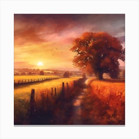 Autumn across the Grassland at Sundown Canvas Print