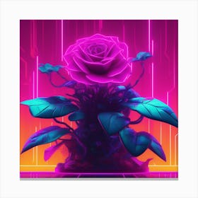 Neon Rose Canvas Print